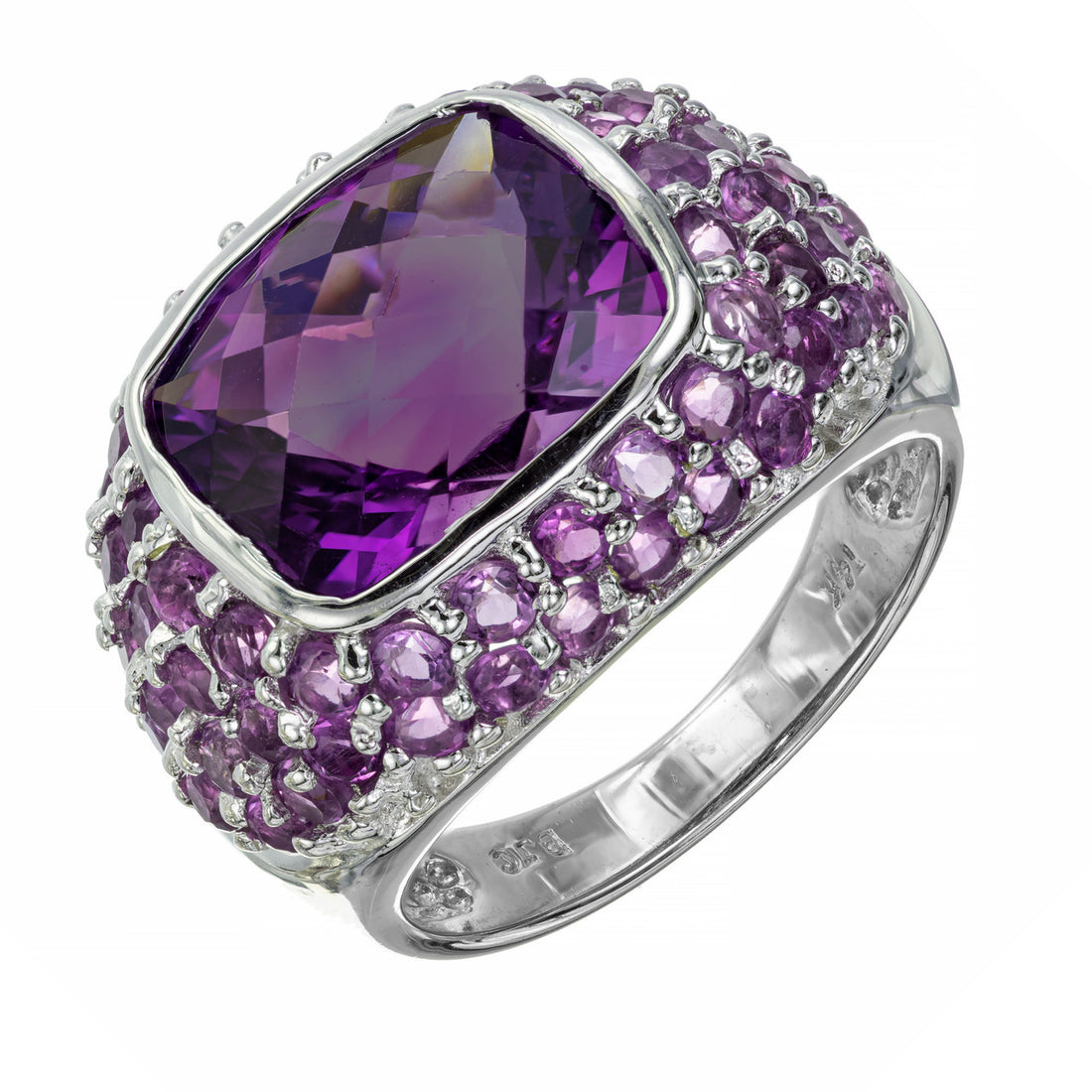 Amethyst 14k White Gold Dome Cocktail Ring – image 2