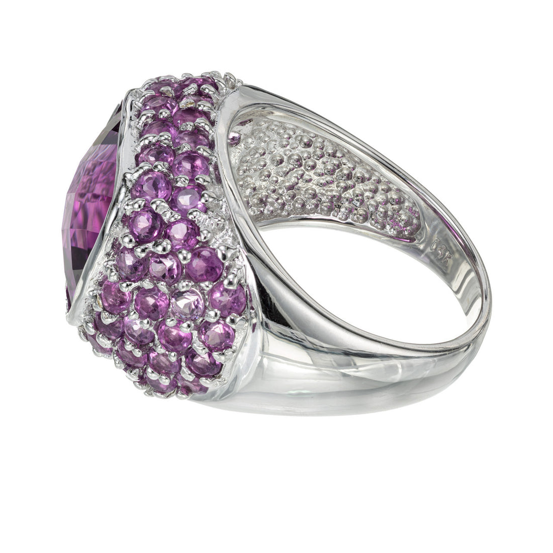 Amethyst 14k White Gold Dome Cocktail Ring – image 3