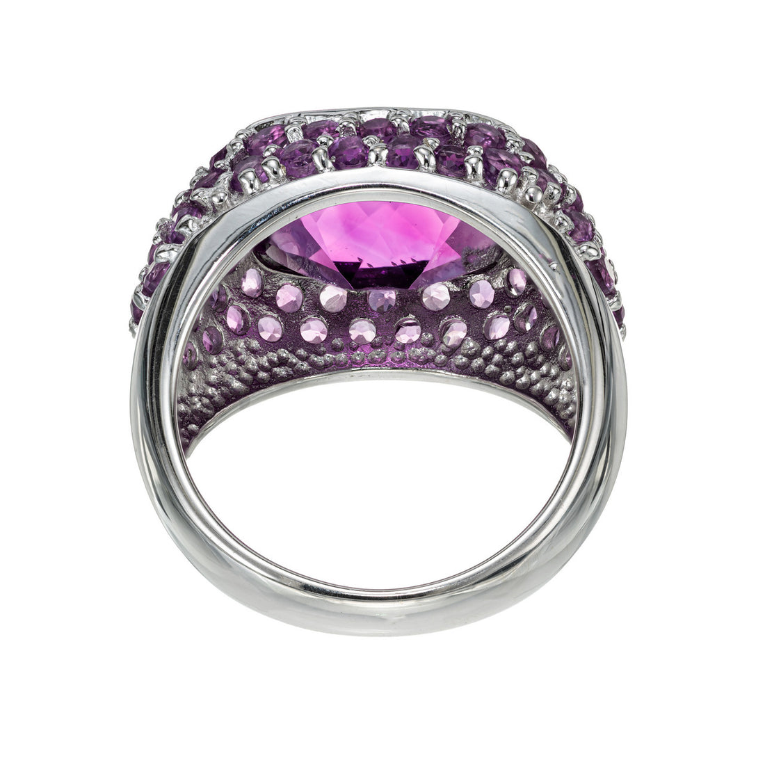 Amethyst 14k White Gold Dome Cocktail Ring – image 5