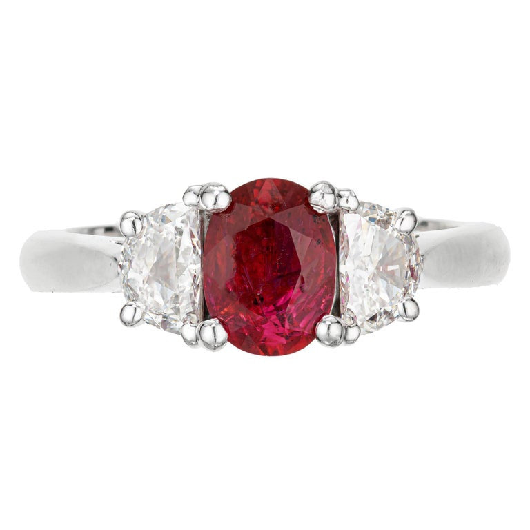 Peter Suchy GIA 1.51 Carat Oval Natural Ruby Diamond Platinum Engagement Ring – image 2