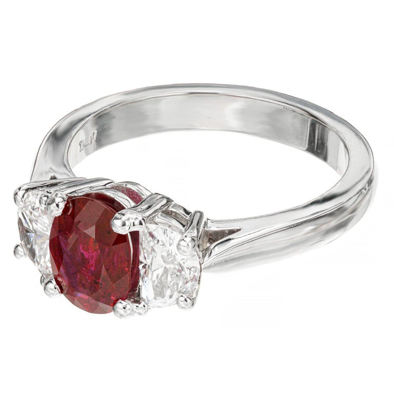Peter Suchy GIA 1.51 Carat Oval Natural Ruby Diamond Platinum Engagement Ring – image 3