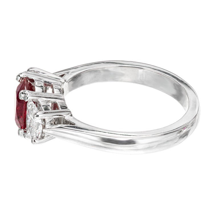 Peter Suchy GIA 1.51 Carat Oval Natural Ruby Diamond Platinum Engagement Ring – image 8