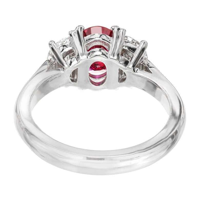 Peter Suchy GIA 1.51 Carat Oval Natural Ruby Diamond Platinum Engagement Ring – image 6