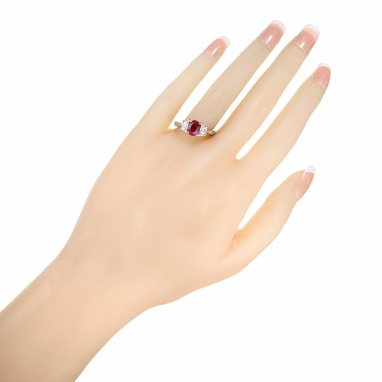 Peter Suchy GIA 1.51 Carat Oval Natural Ruby Diamond Platinum Engagement Ring – image 5