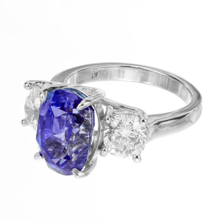 Peter Suchy GIA 8.97 Carat Oval Sapphire Diamond Platinum Engagement Ring – image 6