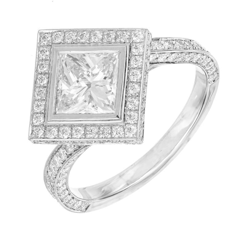 Peter Suchy GIA Certified Princess Cut Diamond Halo Engagement Ring – image 2