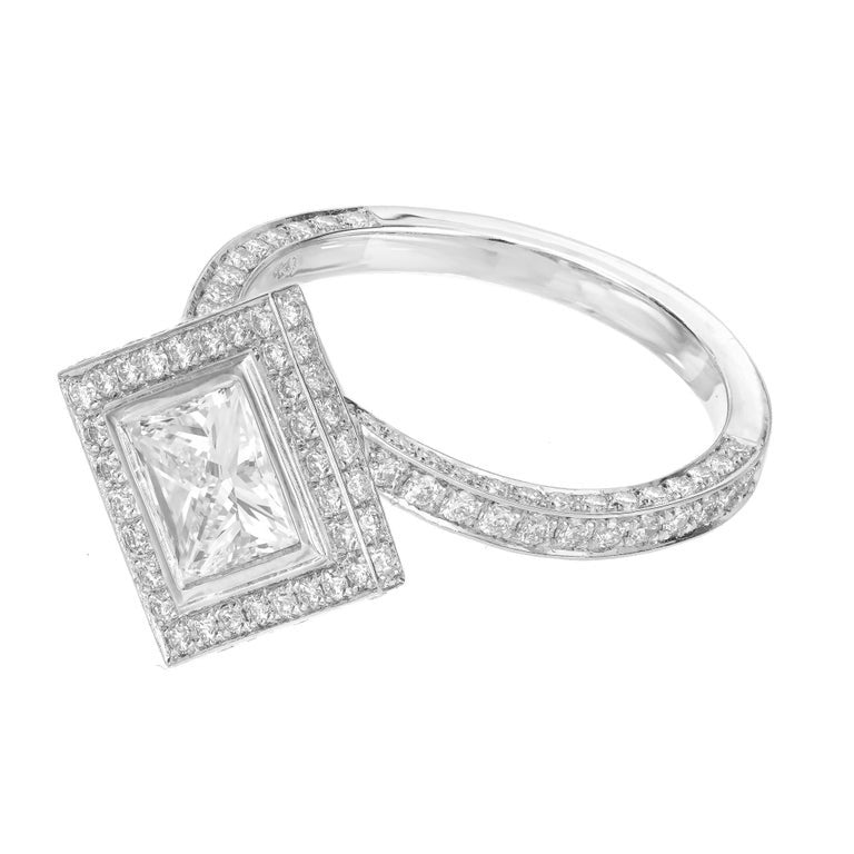 Peter Suchy GIA Certified Princess Cut Diamond Halo Engagement Ring – image 4