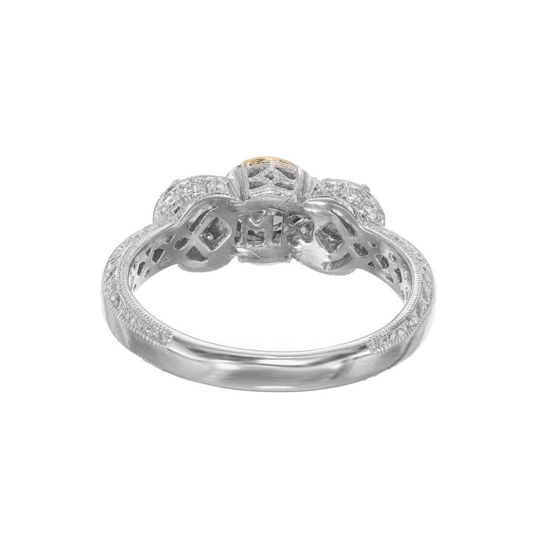 MK .44 Carat Diamond Yellow Gold Platinum Filigree Platinum Engagement Ring – image 5