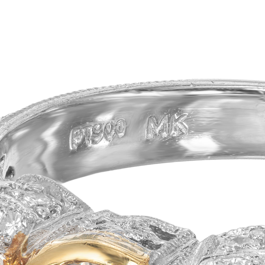 MK .44 Carat Diamond Yellow Gold Platinum Filigree Platinum Engagement Ring – image 8