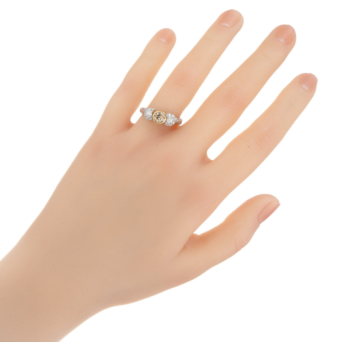 MK .44 Carat Diamond Yellow Gold Platinum Filigree Platinum Engagement Ring – image 7