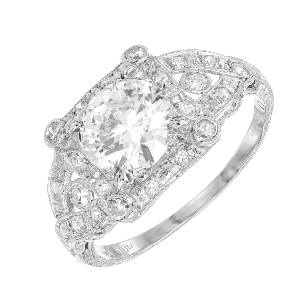 EGL 1.35 Carat Transitional Cut Diamond Platinum Engagement Ring