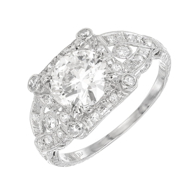 EGL 1.35 Carat Transitional Cut Diamond Platinum Engagement Ring