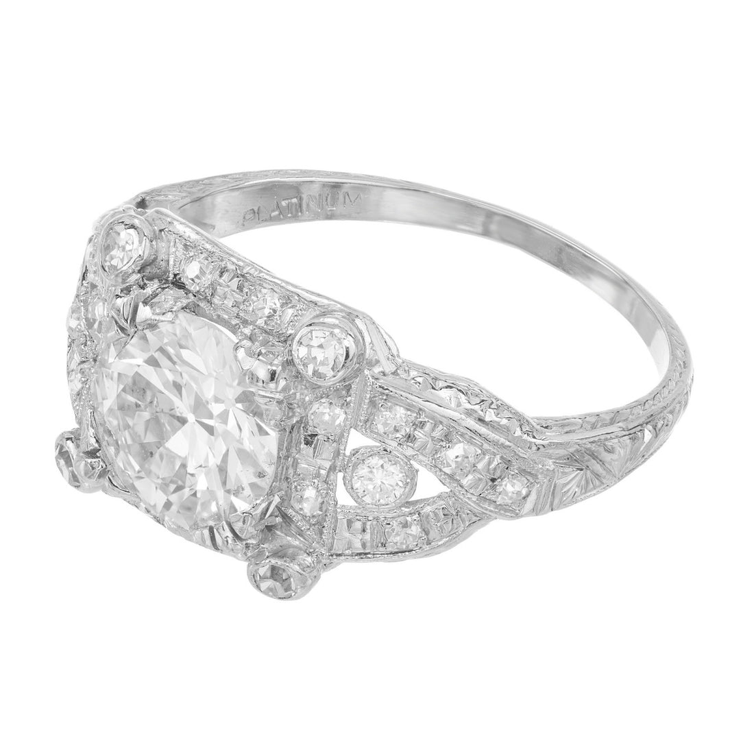 EGL 1.35 Carat Transitional Cut Diamond Platinum Engagement Ring – image 4