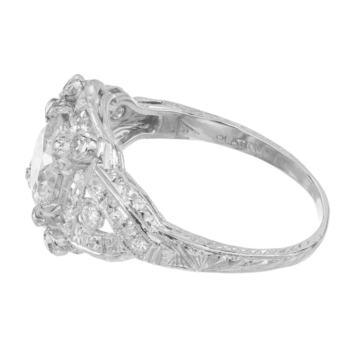 EGL 1.35 Carat Transitional Cut Diamond Platinum Engagement Ring – image 7