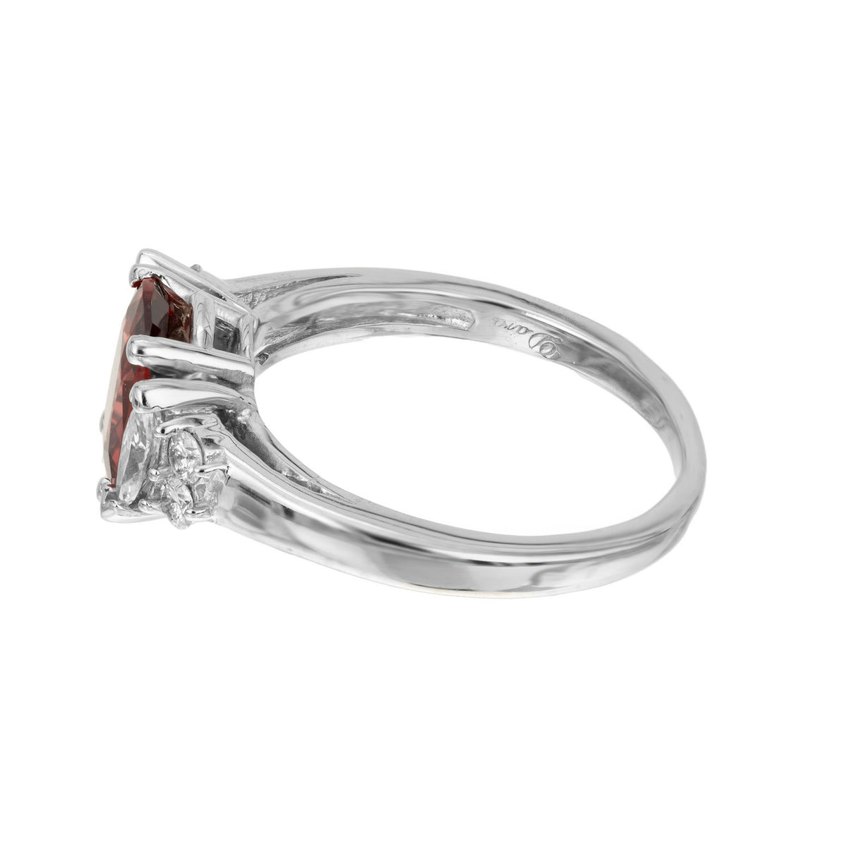 GIA 1.39 Carat Orange Red Spinel Diamond Gold Three-Stone Engagement Ring – image 5