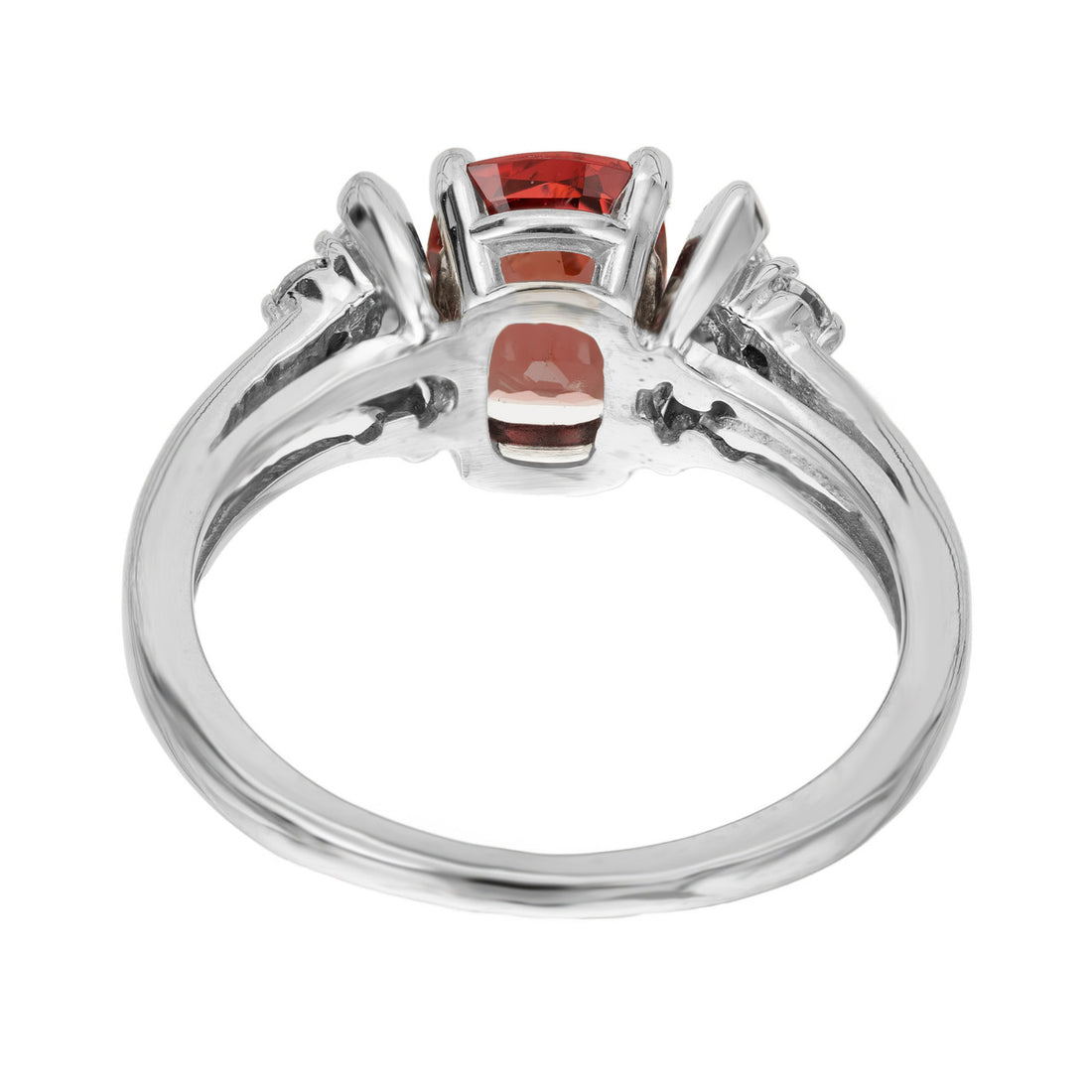 GIA 1.39 Carat Orange Red Spinel Diamond Gold Three-Stone Engagement Ring – image 7