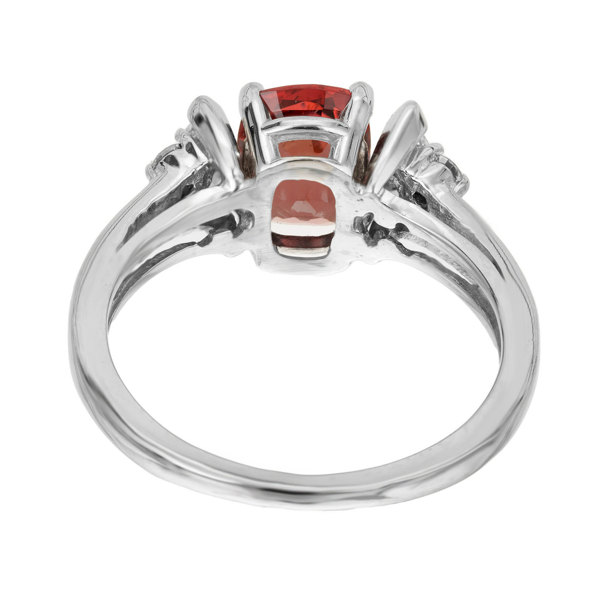 GIA 1.39 Carat Orange Red Spinel Diamond Gold Three-Stone Engagement Ring – image 7