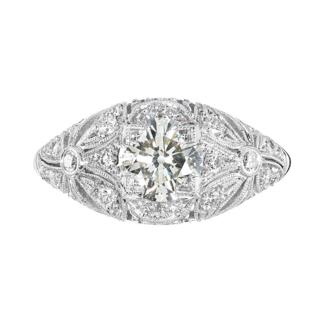 EGL Certified 1.03 Carat Transitional Cut Diamond Platinum Dome Engagement Ring – image 2
