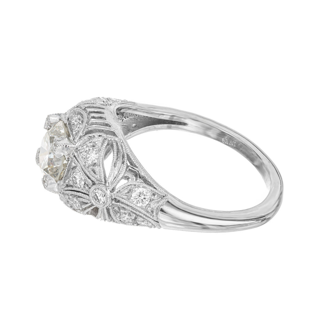 EGL Certified 1.03 Carat Transitional Cut Diamond Platinum Dome Engagement Ring – image 5