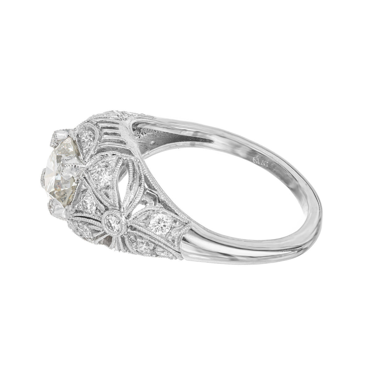 EGL Certified 1.03 Carat Transitional Cut Diamond Platinum Dome Engagement Ring – image 5