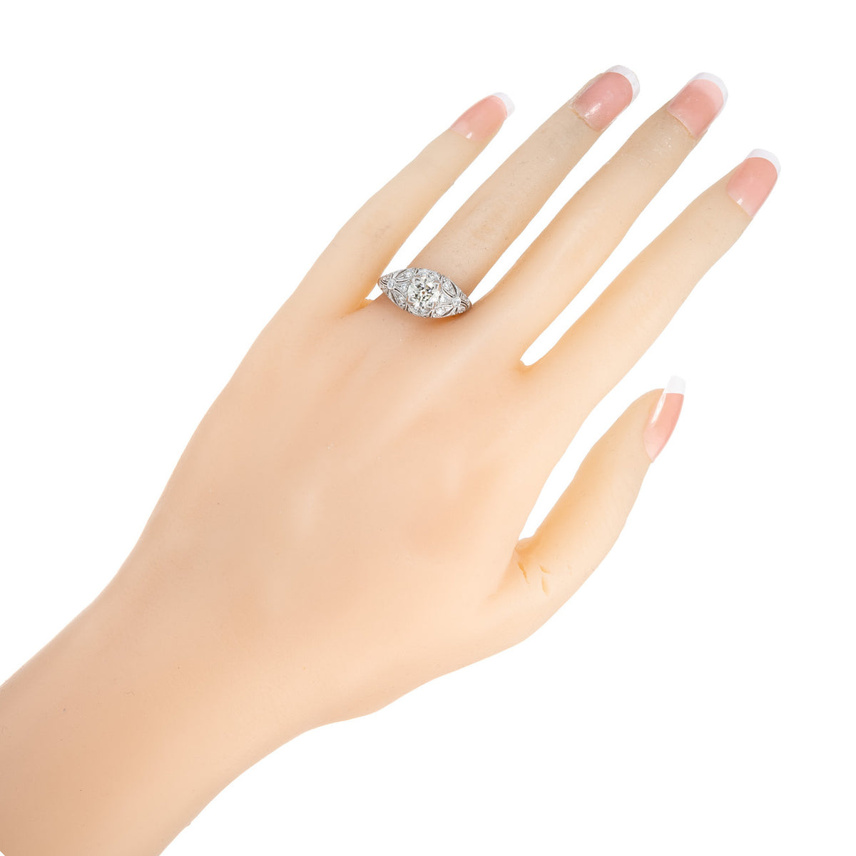 EGL Certified 1.03 Carat Transitional Cut Diamond Platinum Dome Engagement Ring – image 6