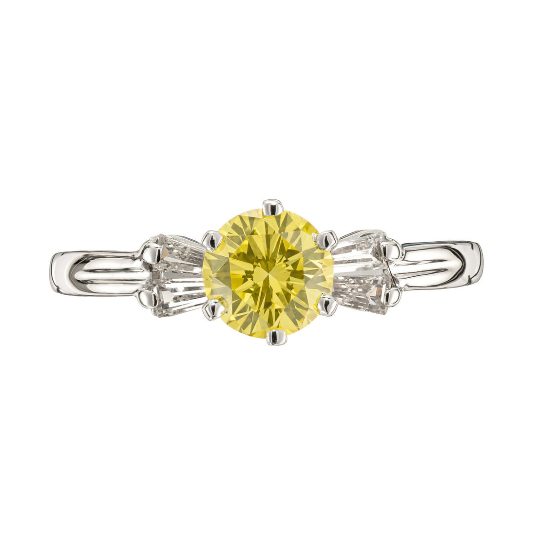 GIA Certified Yellow Irridiated Diamond White Gold Engagement Ring – image 4