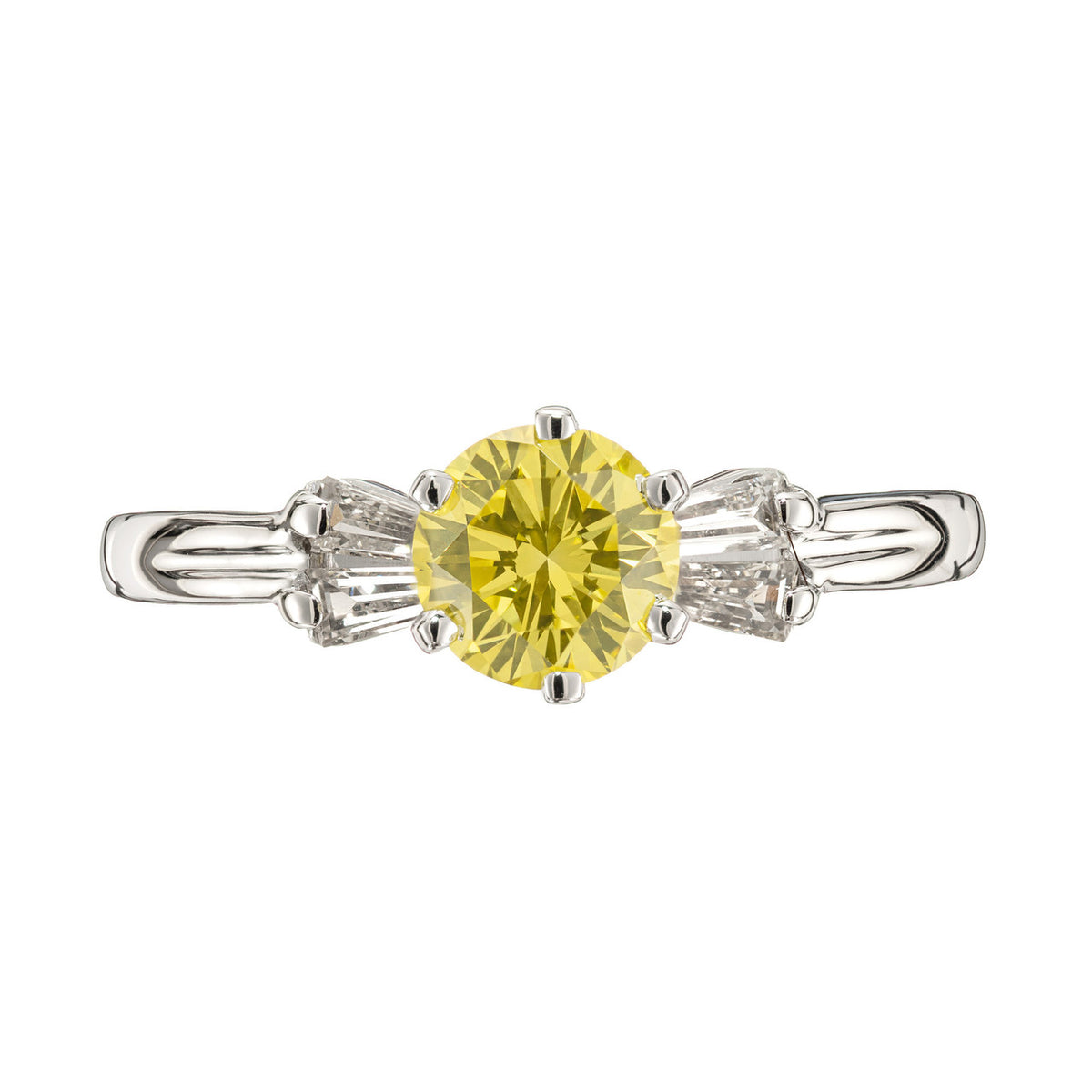 GIA Certified Yellow Irridiated Diamond White Gold Engagement Ring – image 4