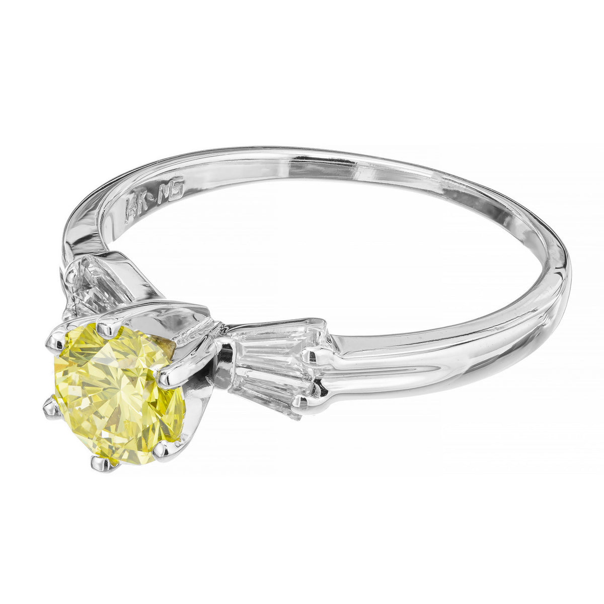 GIA Certified Yellow Irridiated Diamond White Gold Engagement Ring – image 2