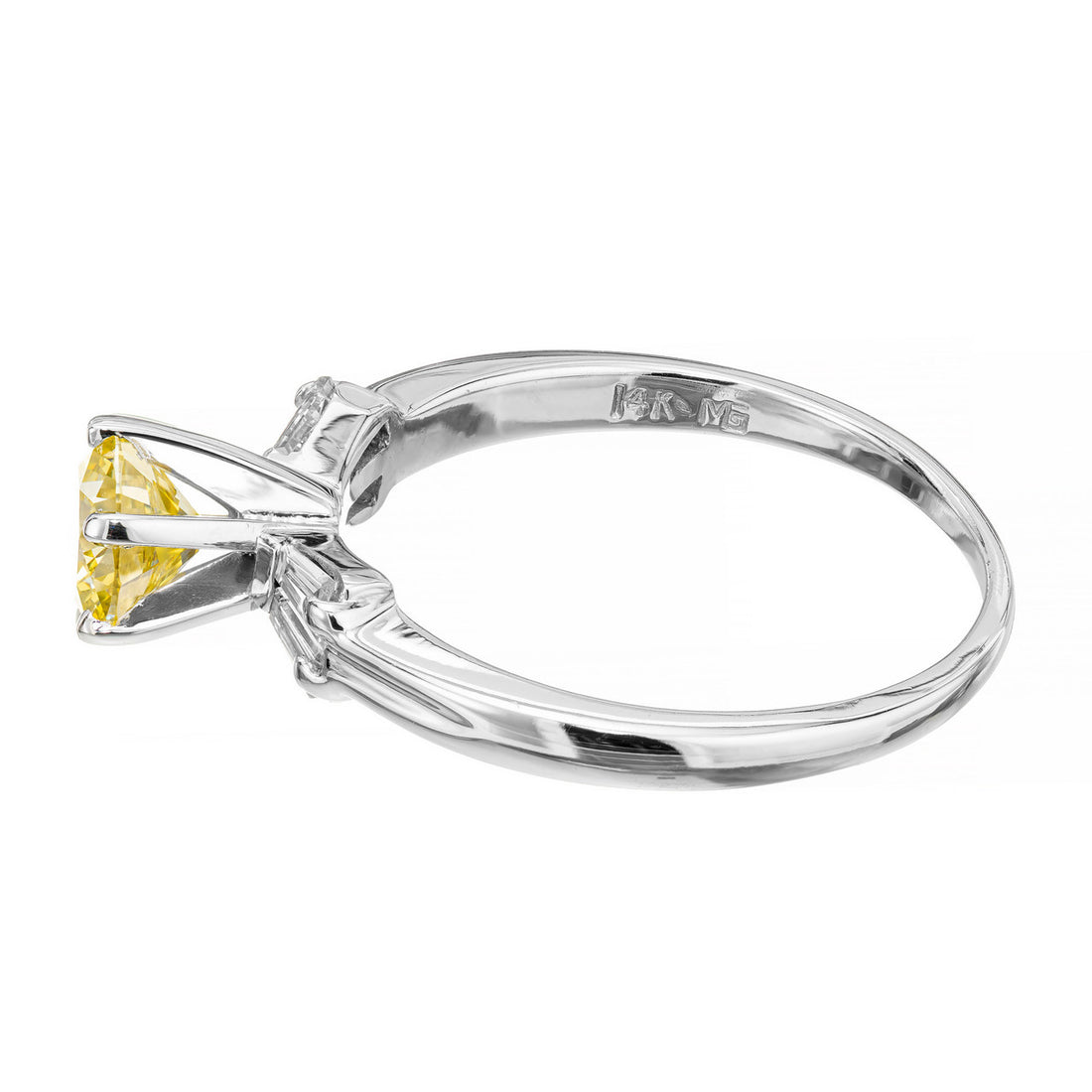GIA Certified Yellow Irridiated Diamond White Gold Engagement Ring – image 5