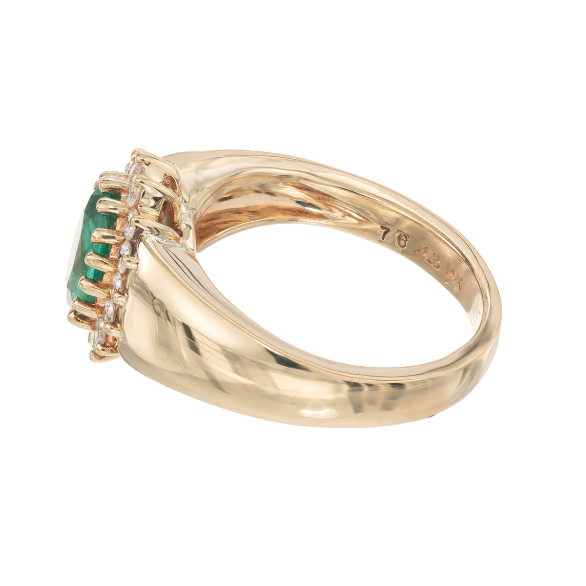 Alfred Butler .76 Carat Oval Emerald Diamond Halo Gold Engagement Ring – image 6