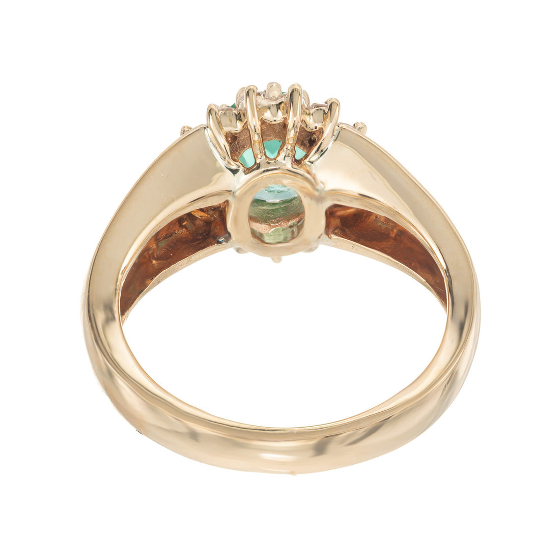 Alfred Butler .76 Carat Oval Emerald Diamond Halo Gold Engagement Ring – image 3