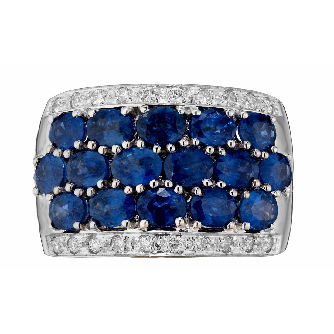 4.80 Carat Oval Sapphire Round Diamond 14k White Gold Cocktail Ring – image 2