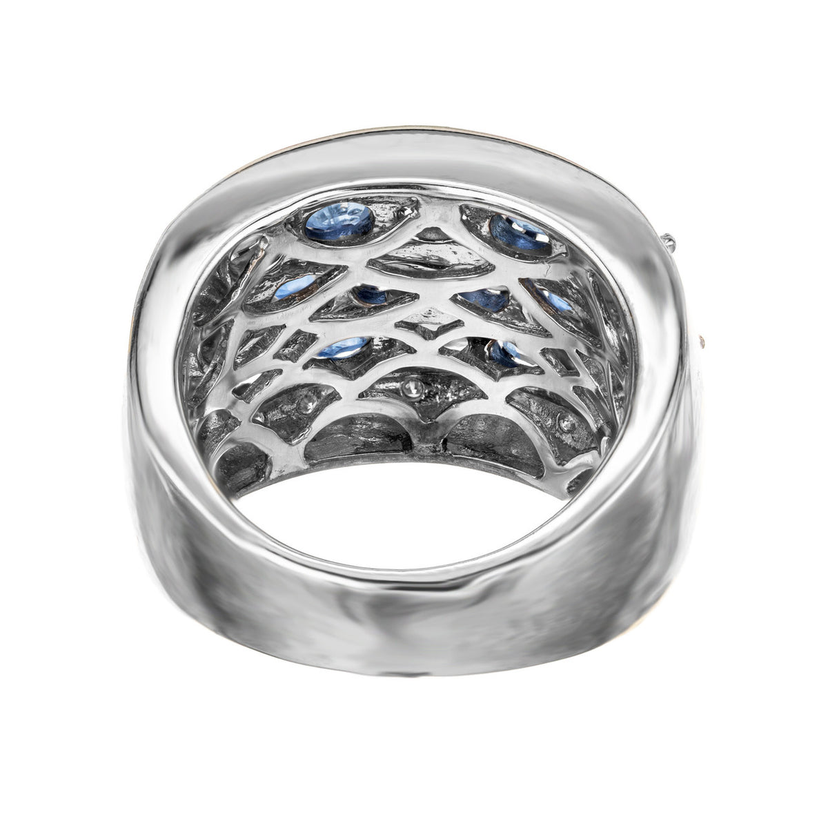 4.80 Carat Oval Sapphire Round Diamond 14k White Gold Cocktail Ring – image 5
