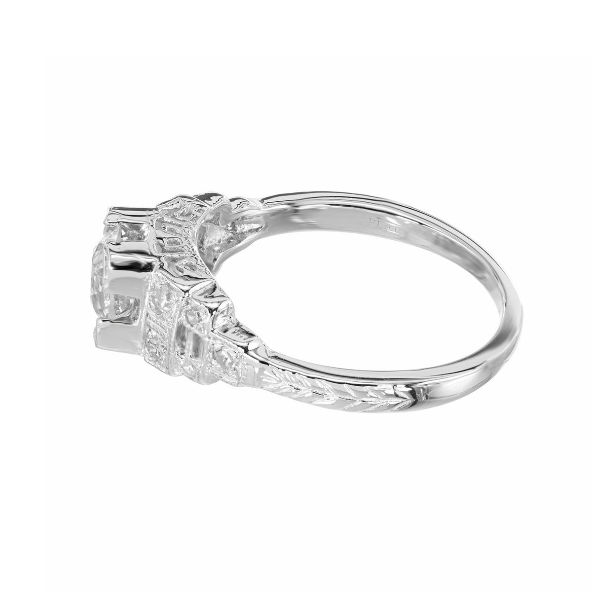 EGL .88 Carat Diamond Old European Cut Art Deco Platinum Engagement Ring – image 8