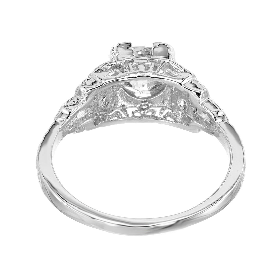 EGL .88 Carat Diamond Old European Cut Art Deco Platinum Engagement Ring – image 6