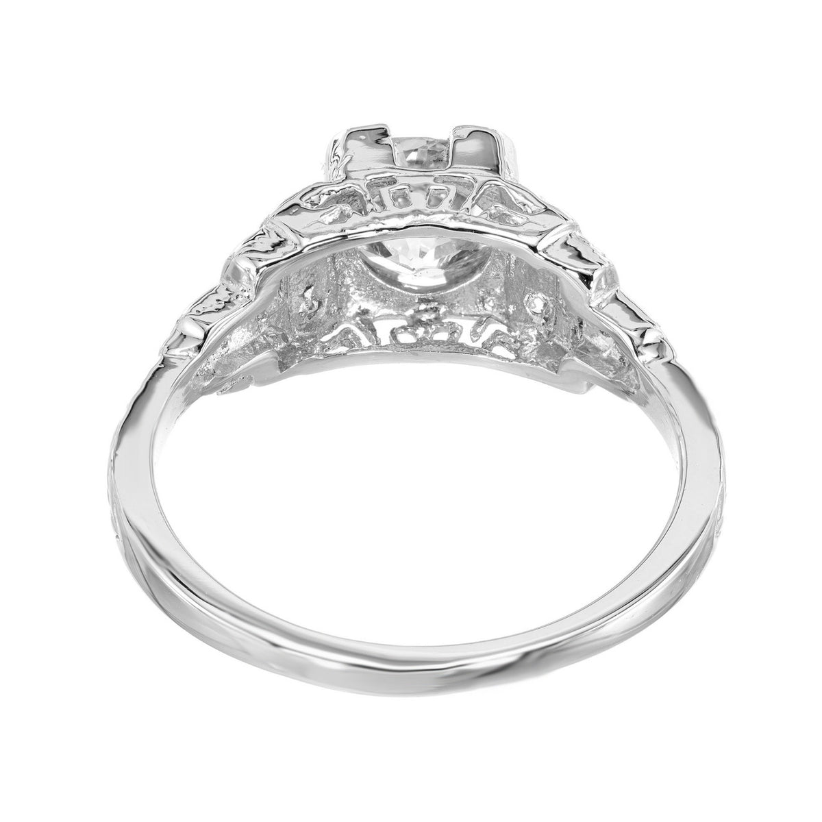 EGL .88 Carat Diamond Old European Cut Art Deco Platinum Engagement Ring – image 6