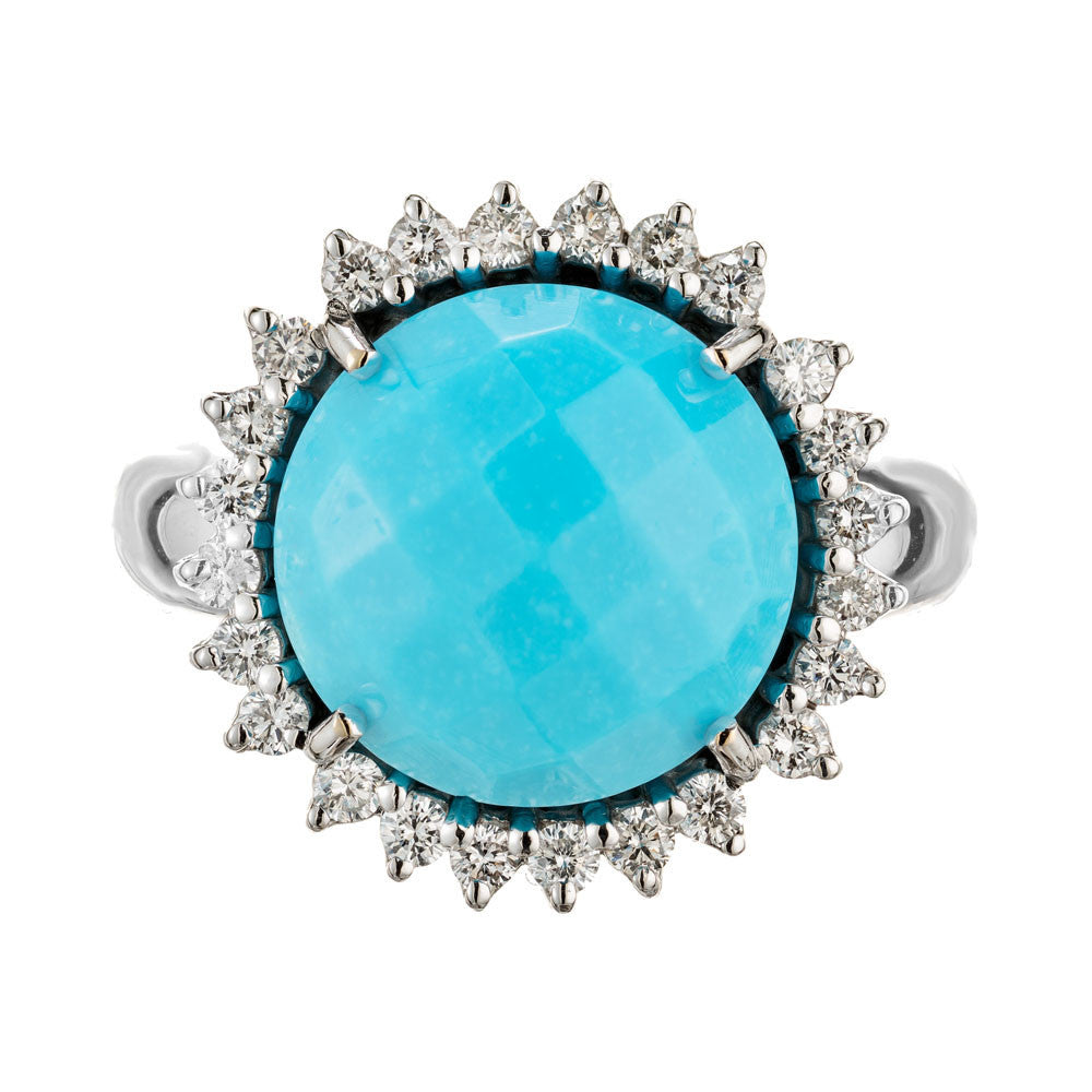 Piero Milano .46 Carat Diamond Turquoise White Gold Cocktail Ring – image 2