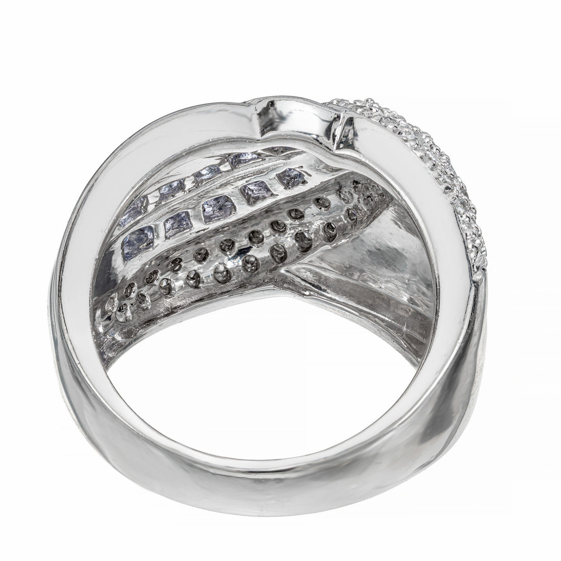 Purple Tanzanite Pave Set Diamond Wide Platinum Band Ring – image 5
