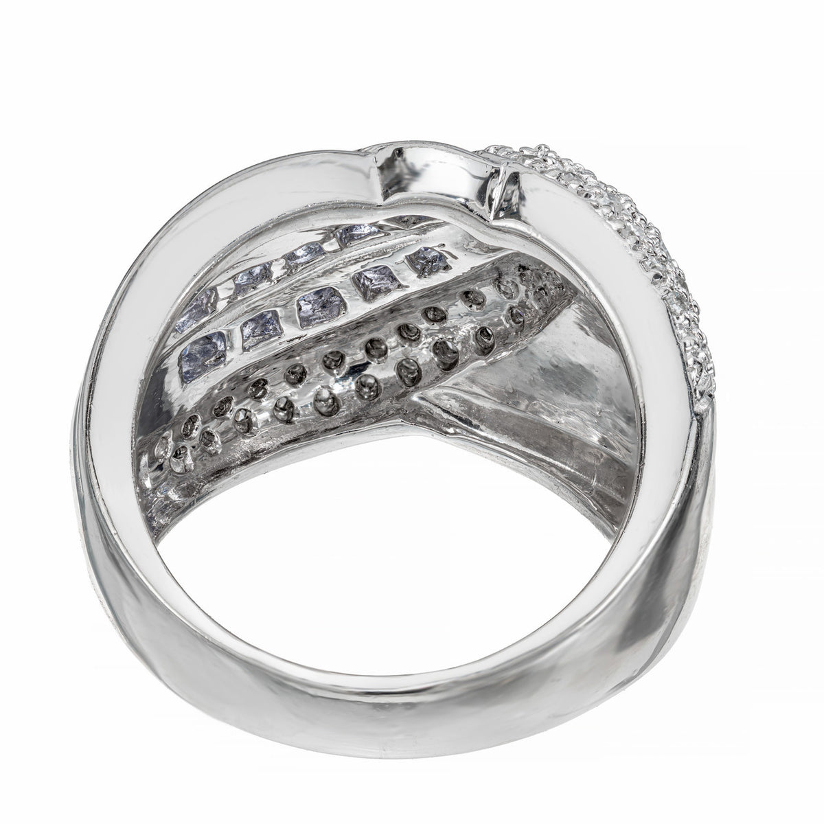 Purple Tanzanite Pave Set Diamond Wide Platinum Band Ring – image 5