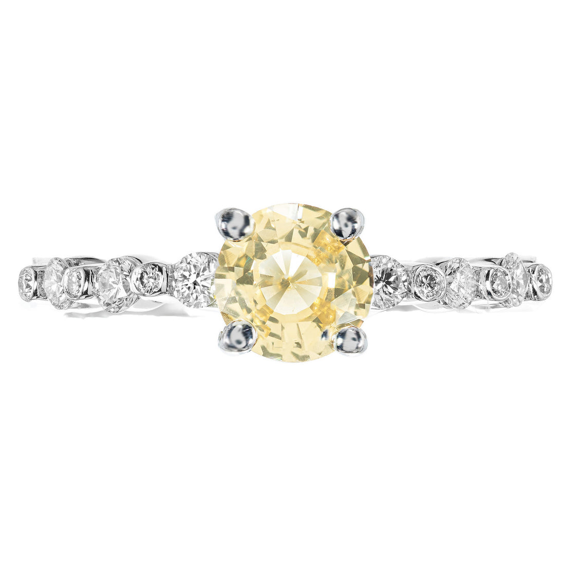 GIA 1.05 Carat Natural Fancy Yellow Sapphire Diamond Platinum Engagement Ring – image 2