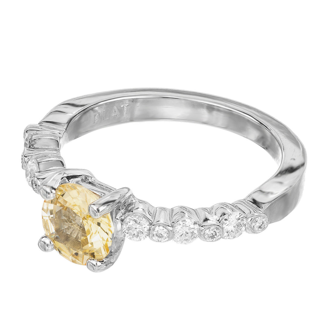 GIA 1.05 Carat Natural Fancy Yellow Sapphire Diamond Platinum Engagement Ring – image 7
