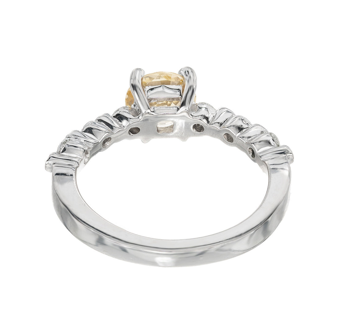 GIA 1.05 Carat Natural Fancy Yellow Sapphire Diamond Platinum Engagement Ring – image 5