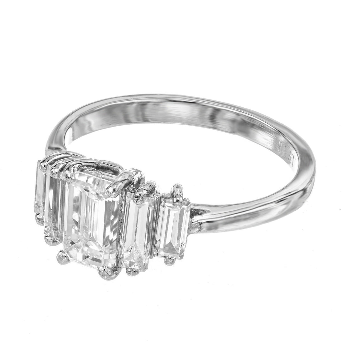 GIA Certified .94 Carat Emerald Cut Diamond Platinum Engagement Ring – image 4