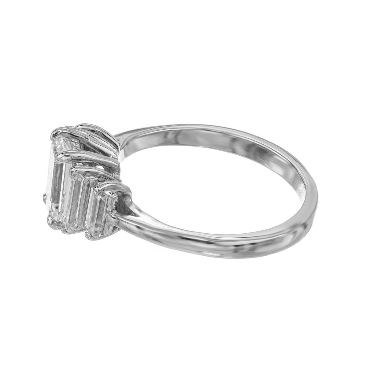 GIA Certified .94 Carat Emerald Cut Diamond Platinum Engagement Ring – image 8