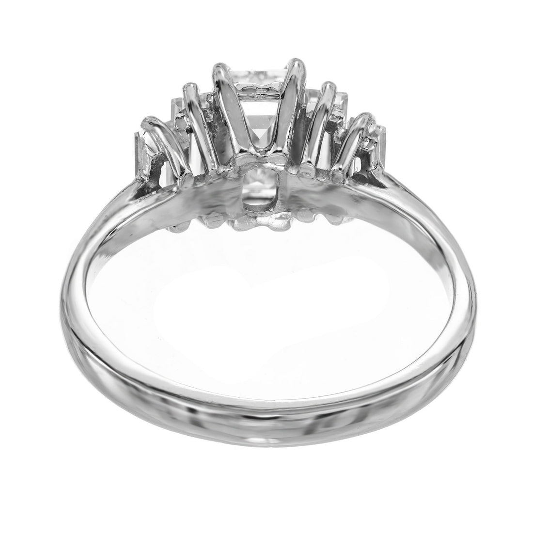 GIA Certified .94 Carat Emerald Cut Diamond Platinum Engagement Ring – image 7