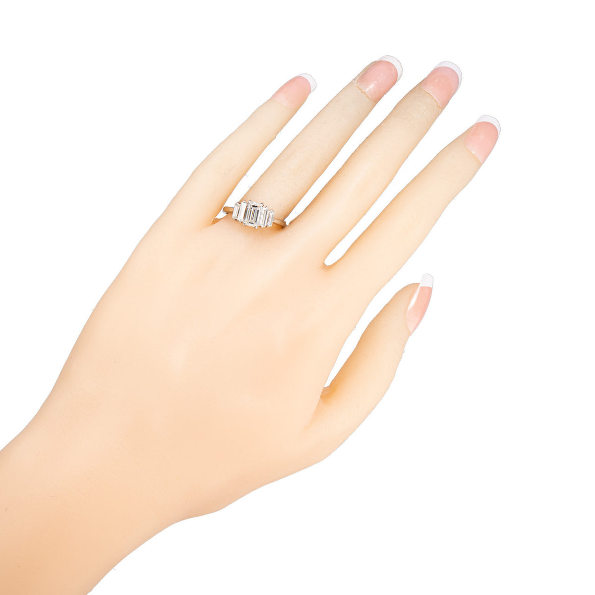 GIA Certified .94 Carat Emerald Cut Diamond Platinum Engagement Ring – image 5