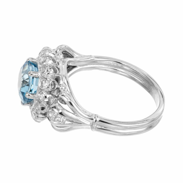 2.00 Carat Blue Zircon Diamond Halo White Gold Engagement Ring – image 7