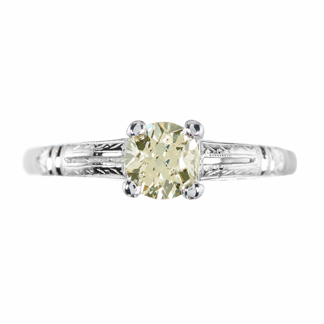 GIA Certified .57 Carat Old European Diamond Art Deco Platinum Engagement Ring – image 2