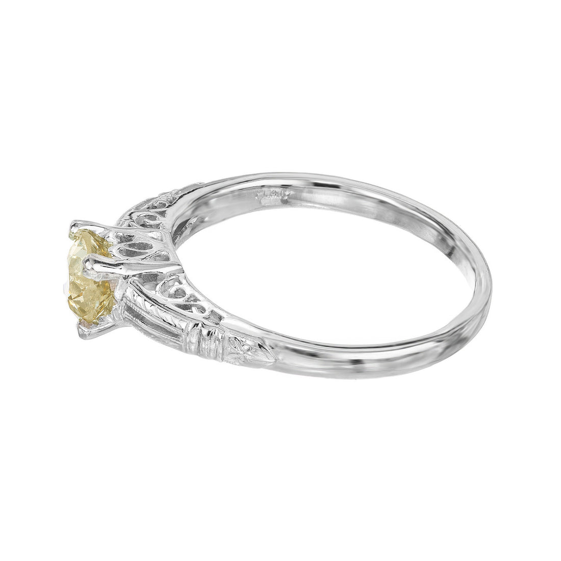 GIA Certified .57 Carat Old European Diamond Art Deco Platinum Engagement Ring – image 8