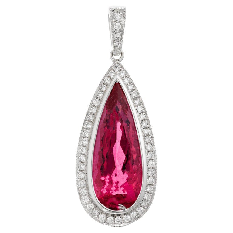 Peter Suchy 6.06 Carat Pink Tourmaline Diamond White Gold Pendant